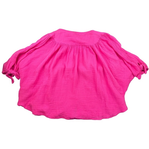 NWT Felicite 100% Cotton Short Sleeve Gauze Top With Tie Sleeves Size Small - Picture 4 of 7